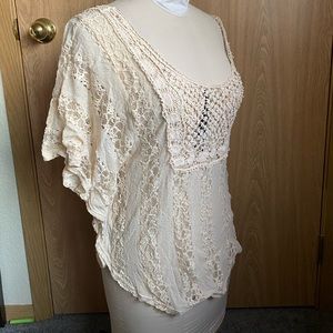 Crochet and lace butterfly sleeve top